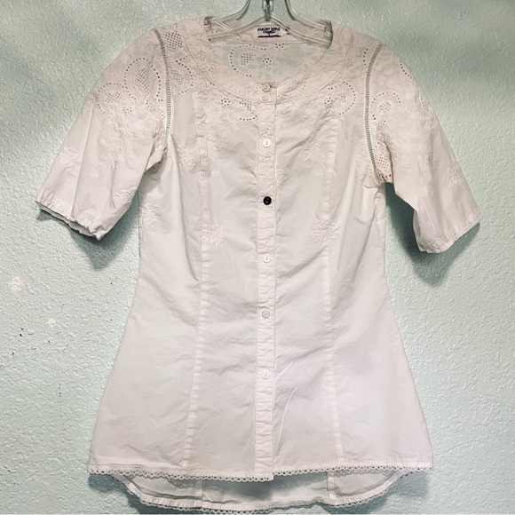Atelier Heidi White Embroidered Button Down Top - Modified - Picture 2 of 6